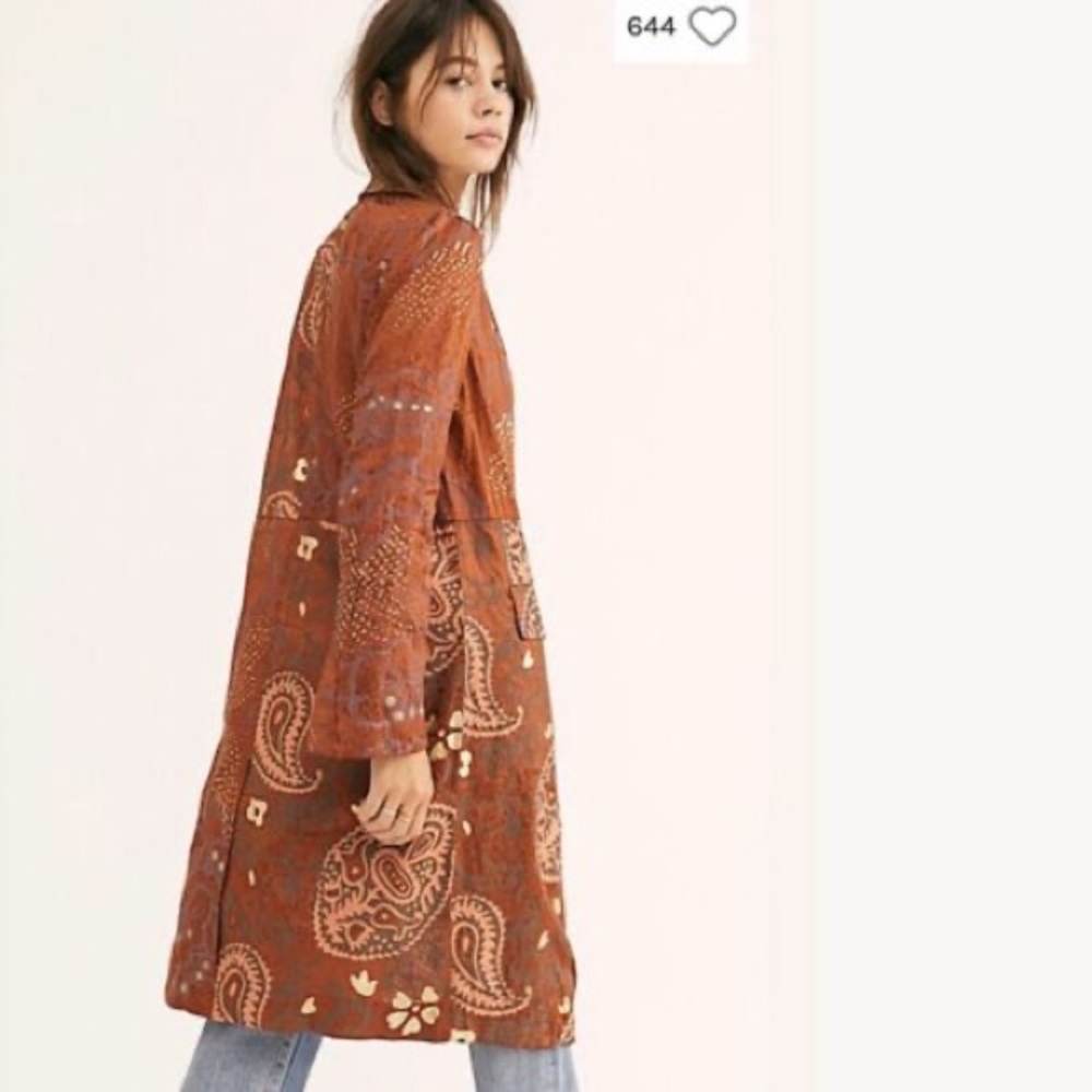 Free people - Cognac Combo rare jacket, small NWT rust color and metallic detail